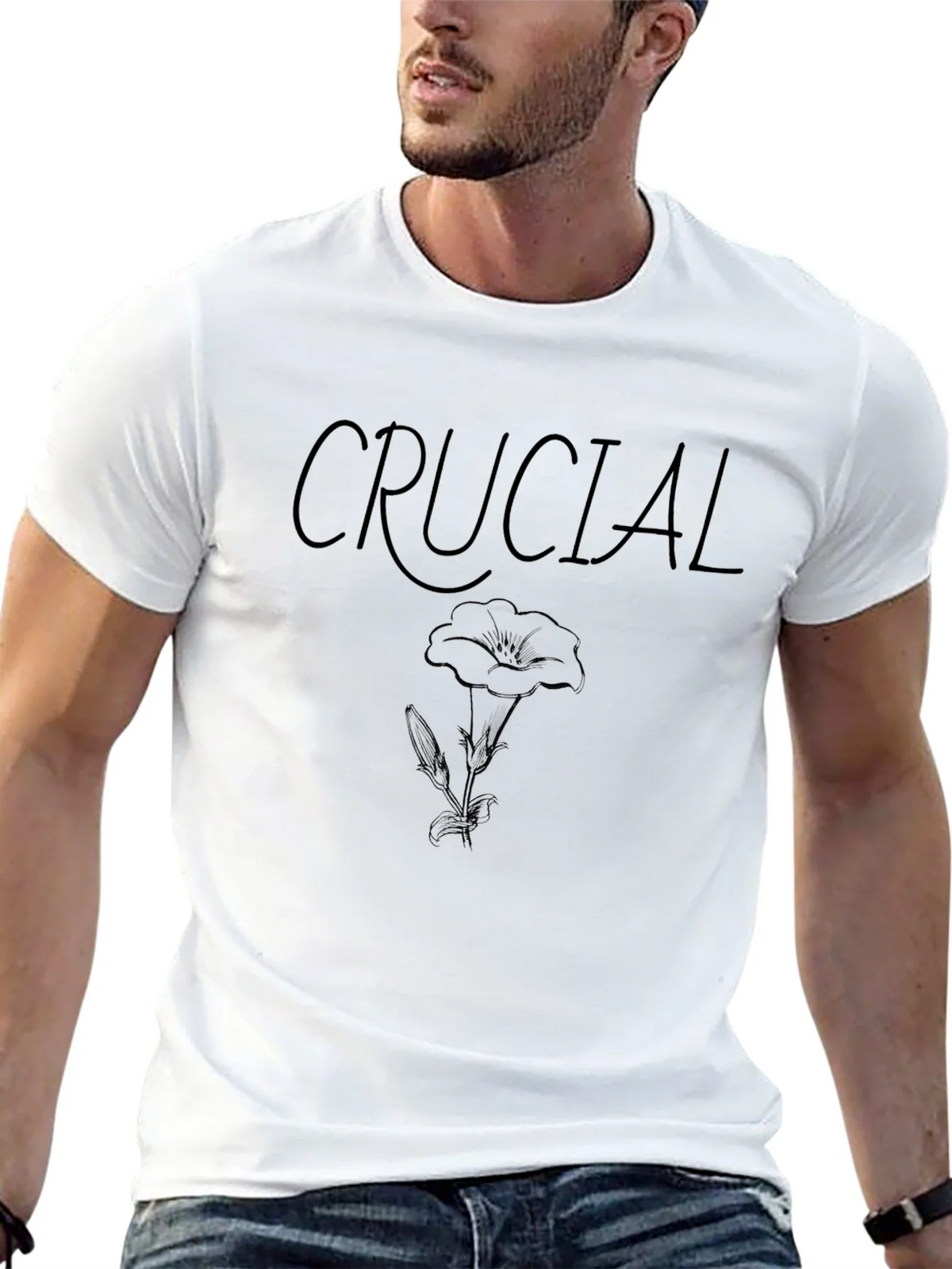 Crucial Flower Graphic Black T-Shirt product image 12