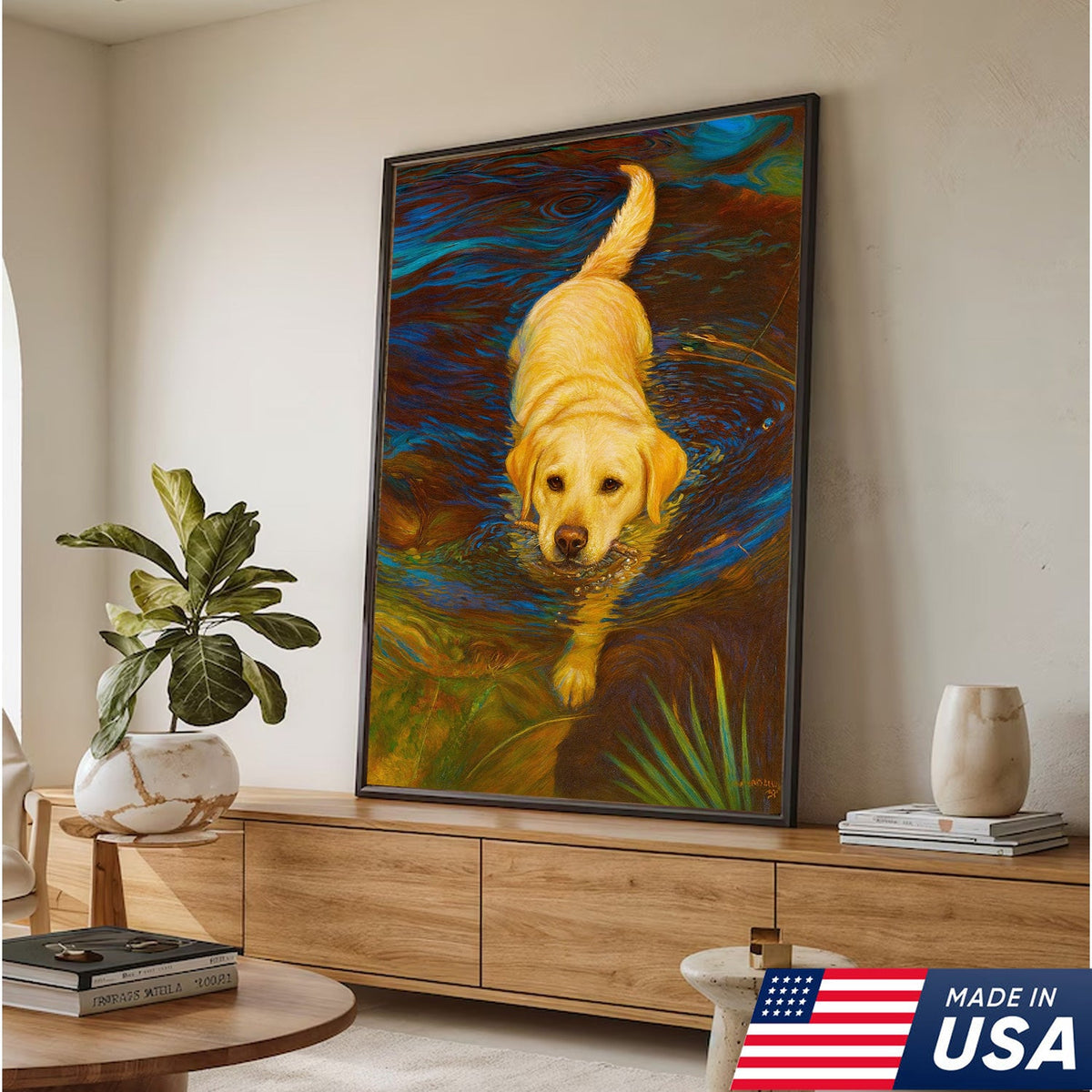 Yellow Labrador Retriever Wall Art – Dog Lover Gift, Pet Decor Canvas for Home & Cabin Style