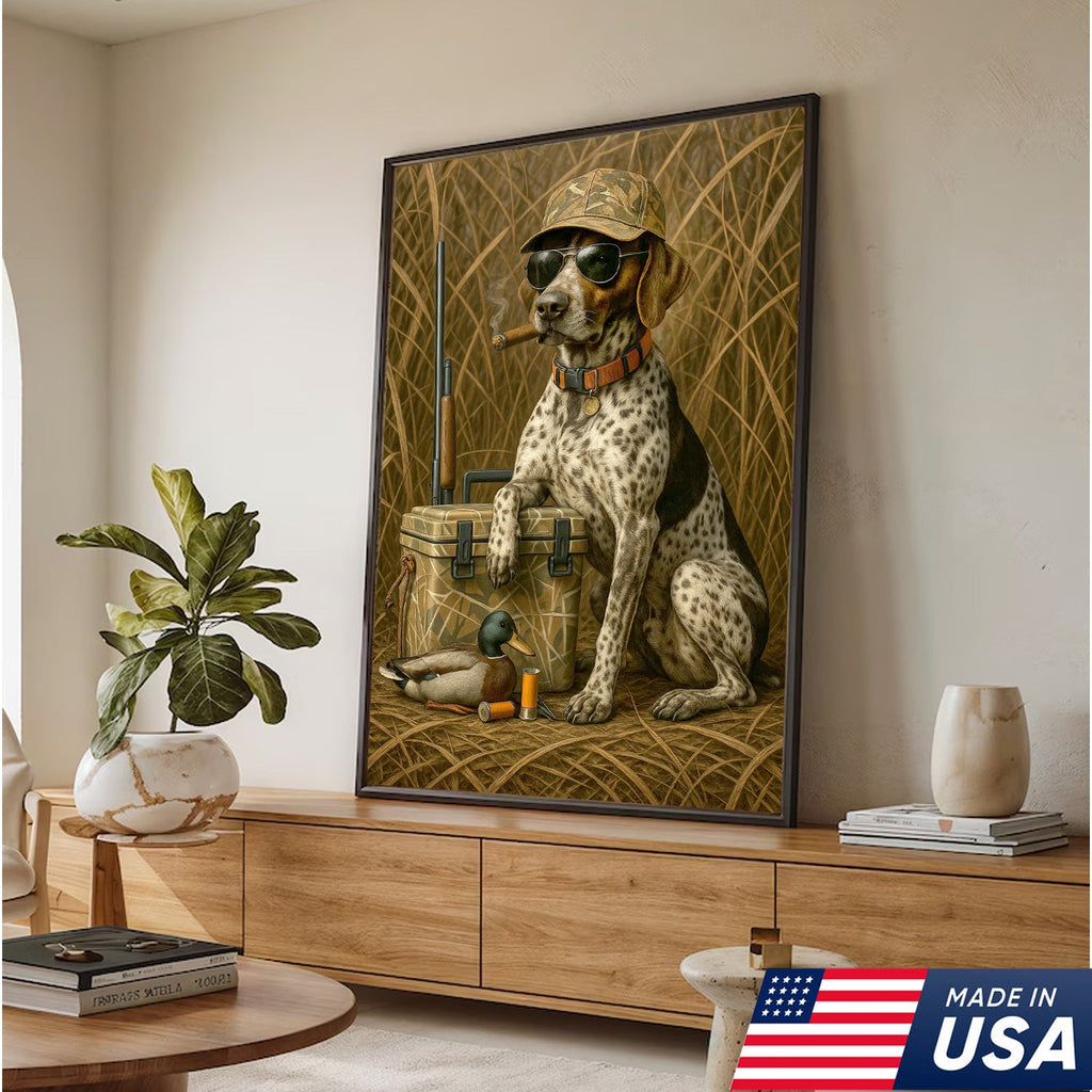 Hunting Dog Canvas Wall Art, Duck Hunter Retriever with Gear