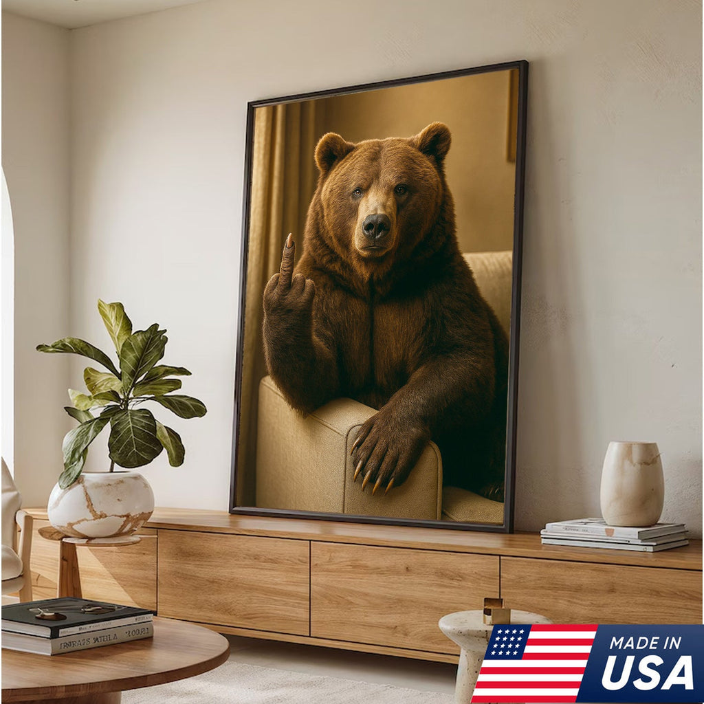 Funny Fukin' Bear Canvas – Funny Rude Animal Wall Art, Savage Man Cave Decor