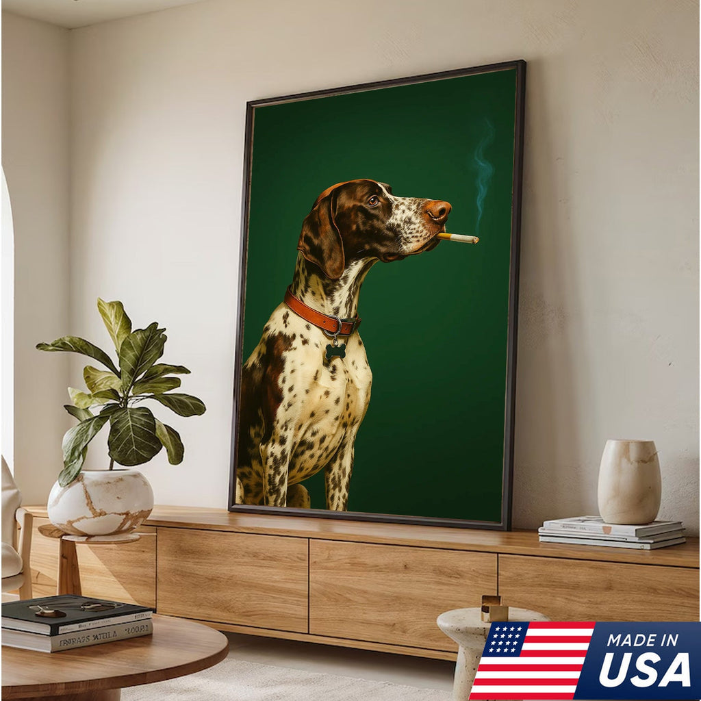 Funny Dog Canvas Wall Art, German Shorthaired Pointer Portrait