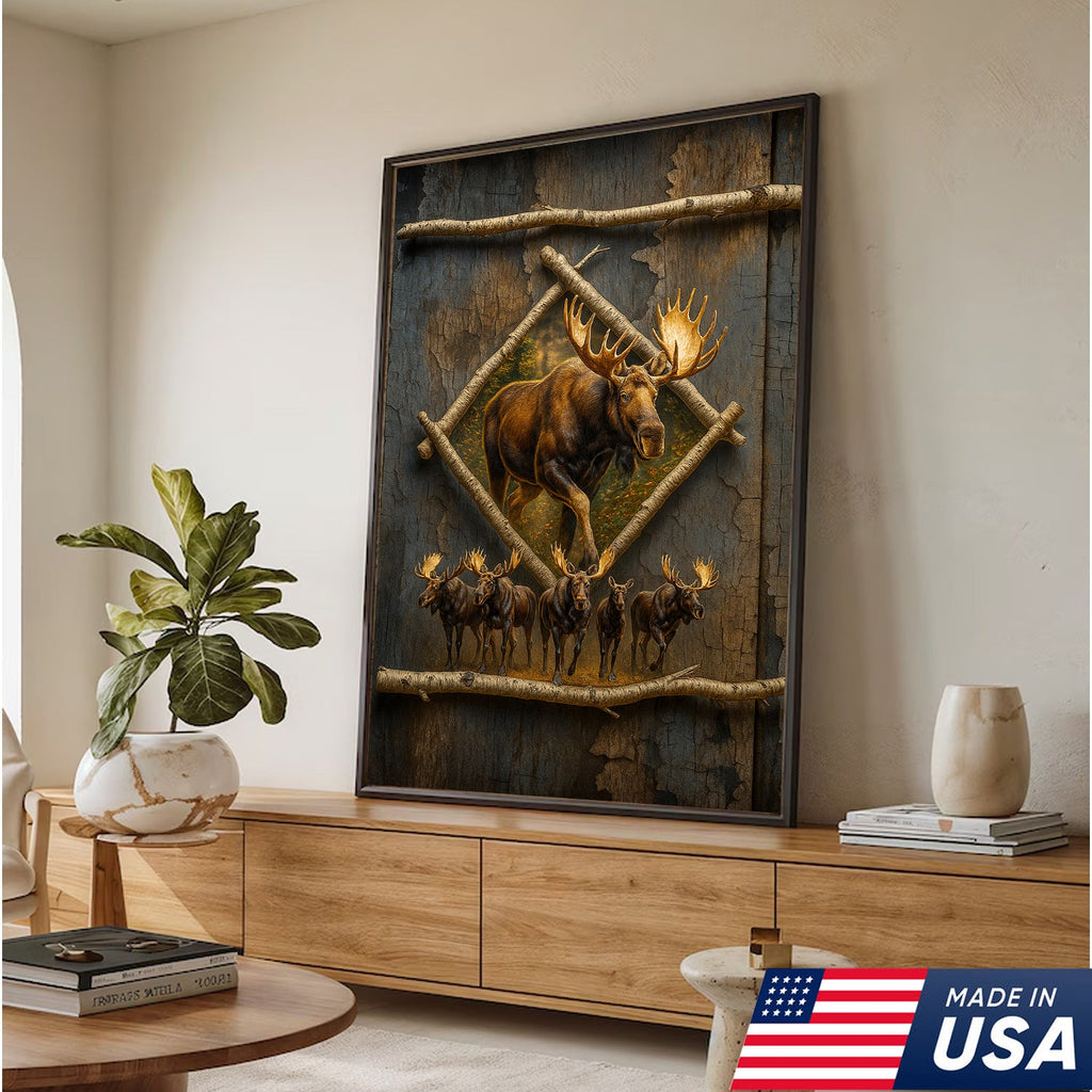 Majestic Moose Canvas Wall Art – Rustic Cabin Decor & Perfect Gift for Hunters