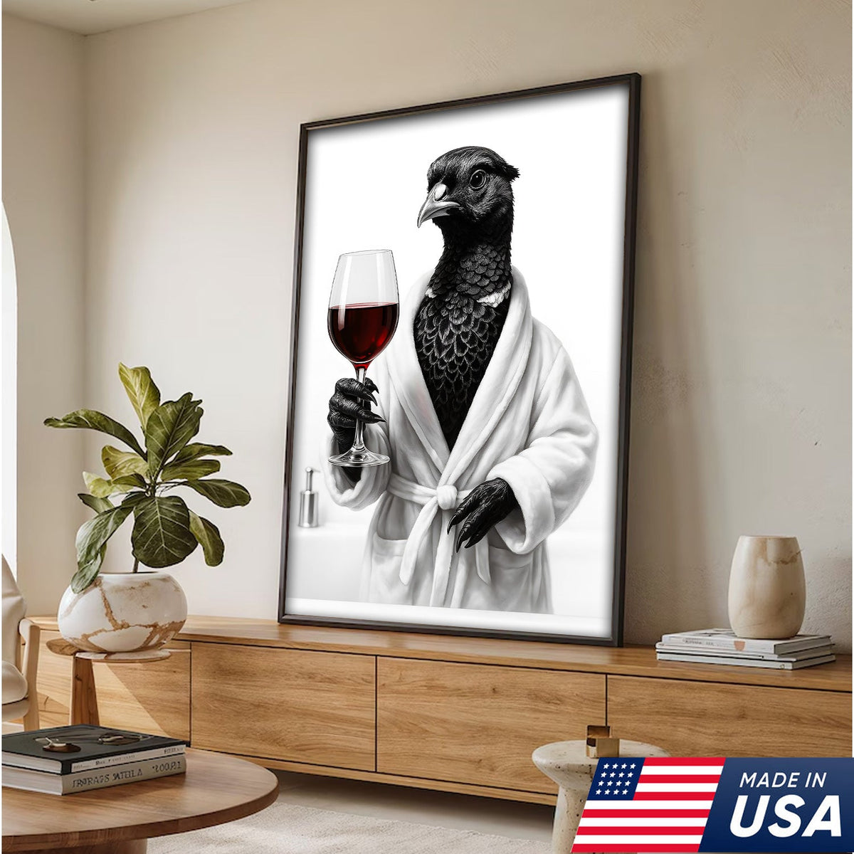 Funny Pheasant Bathroom Chill Canvas Wall Art – Unique Gift for Hunters, Bird Lovers