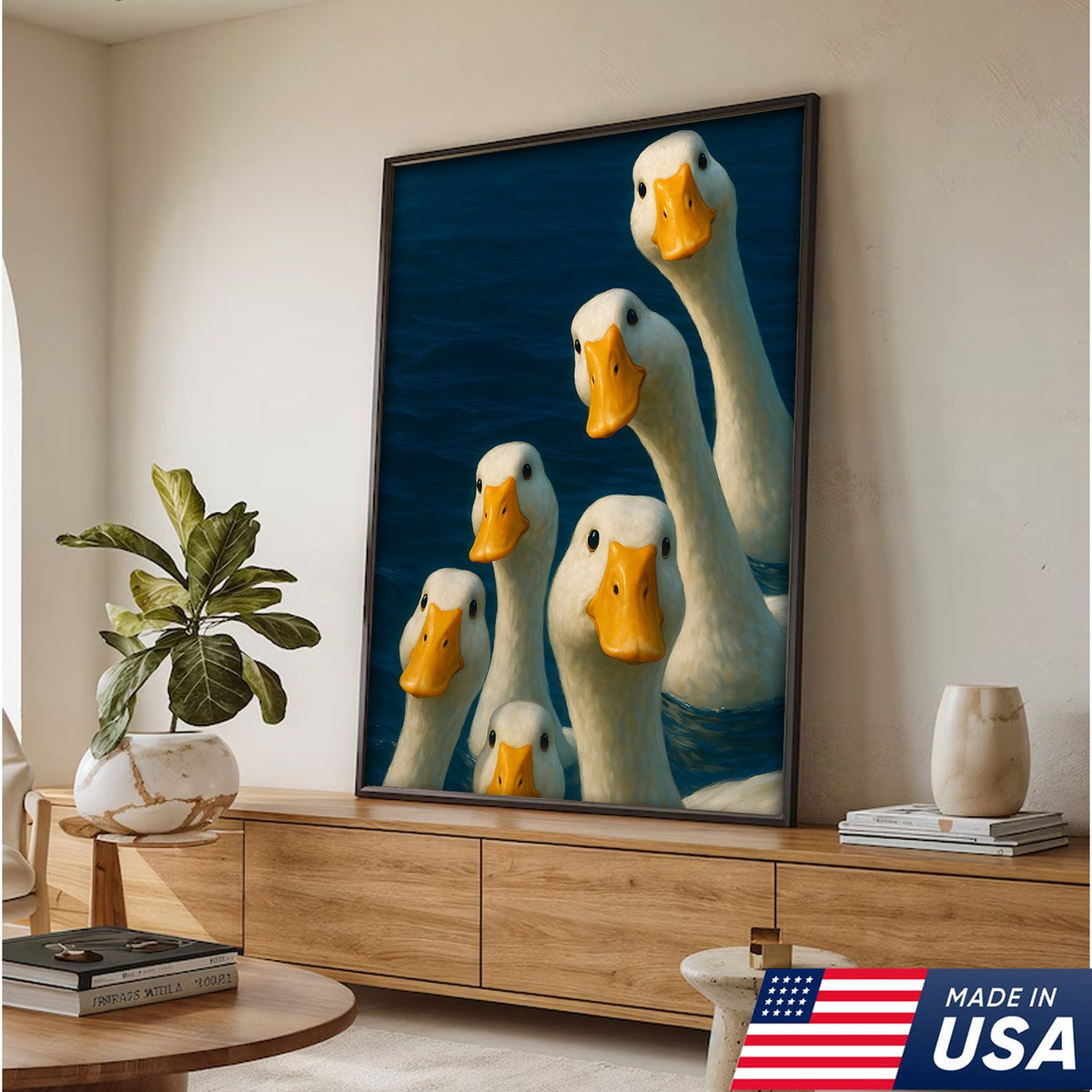 Funny Duck Canvas Wall Art – Quirky Farmhouse & Hunting Cabin Decor, Perfect Gift for Hunters