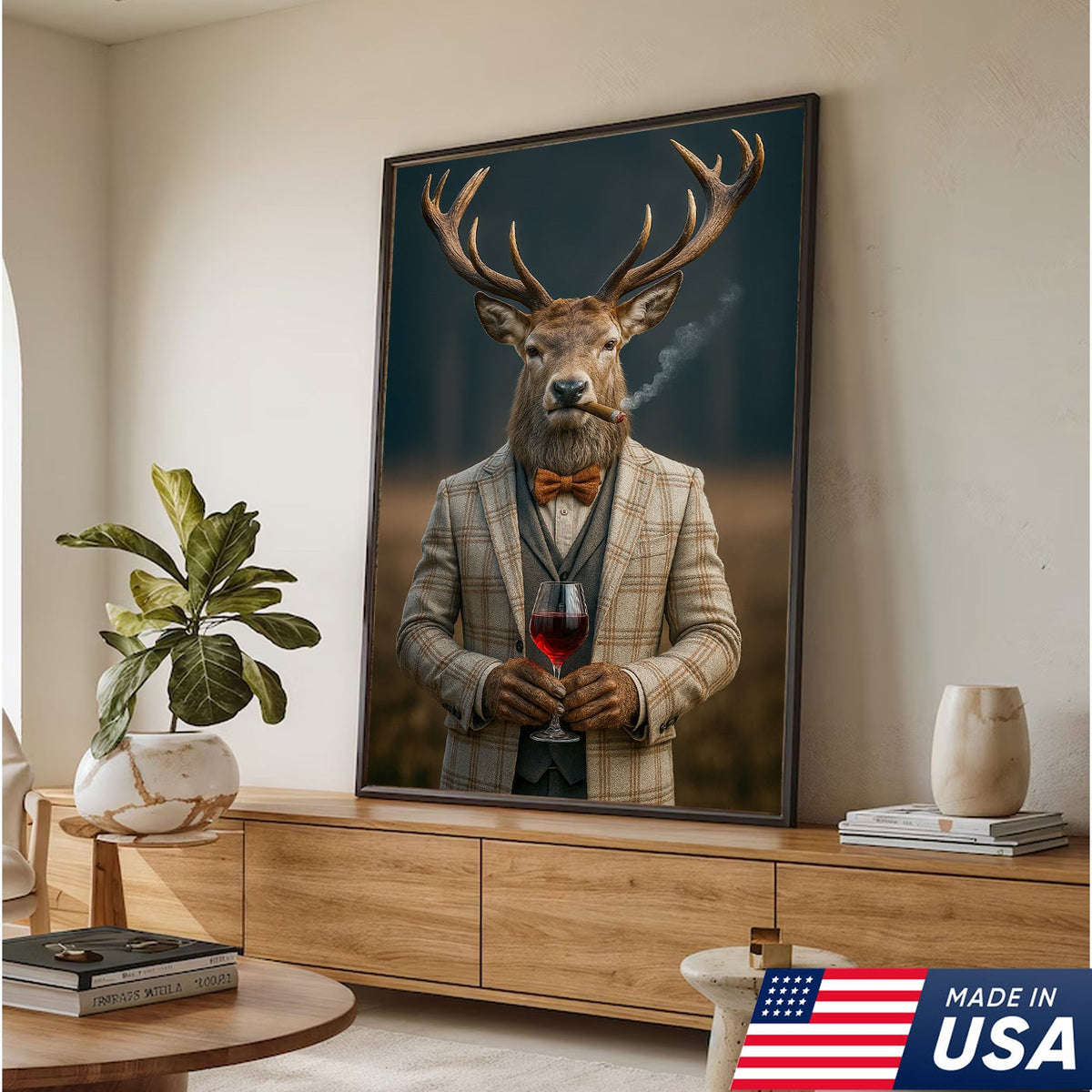 Gentleman Deer Portrait Canvas – Rustic Lodge Wall Art for Hunters & Outdoorsmen