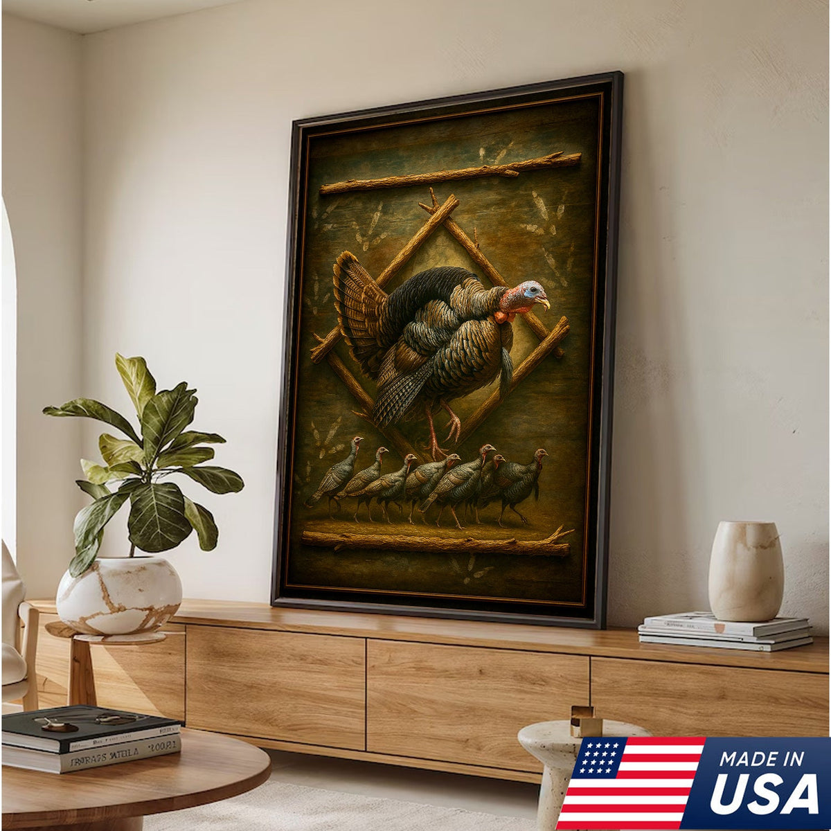 Wild Turkey Canvas Wall Art – Rustic Farmhouse Decor & Perfect Gift for Hunters