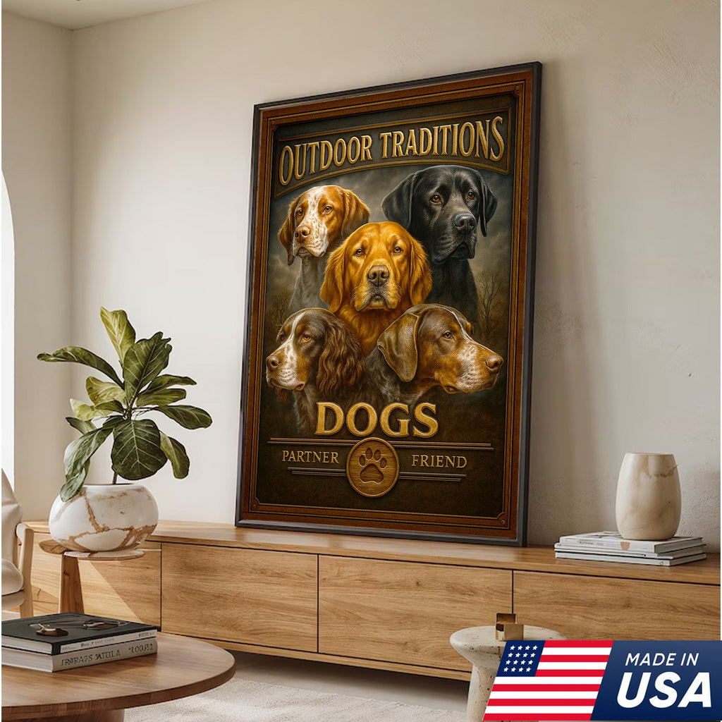 Outdoor Traditions Hunting Dog Canvas Wall Art – Rustic Cabin Decor & Gift for Hunters