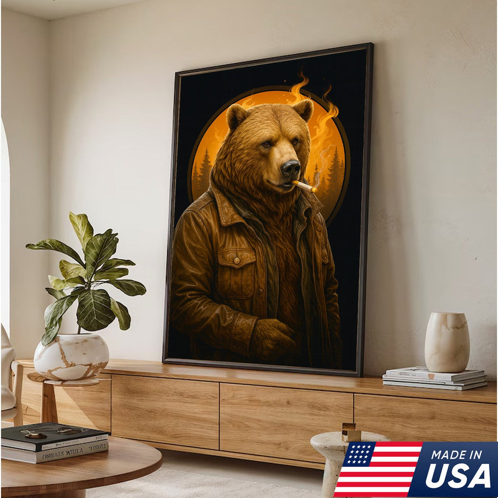Smoking Bear Wall Art Canvas – Badass Leather Jacket Print product image 10