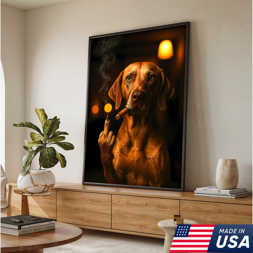 Funny Smoking Dog Canvas – Badass Gift for Hunters & Dog Lovers