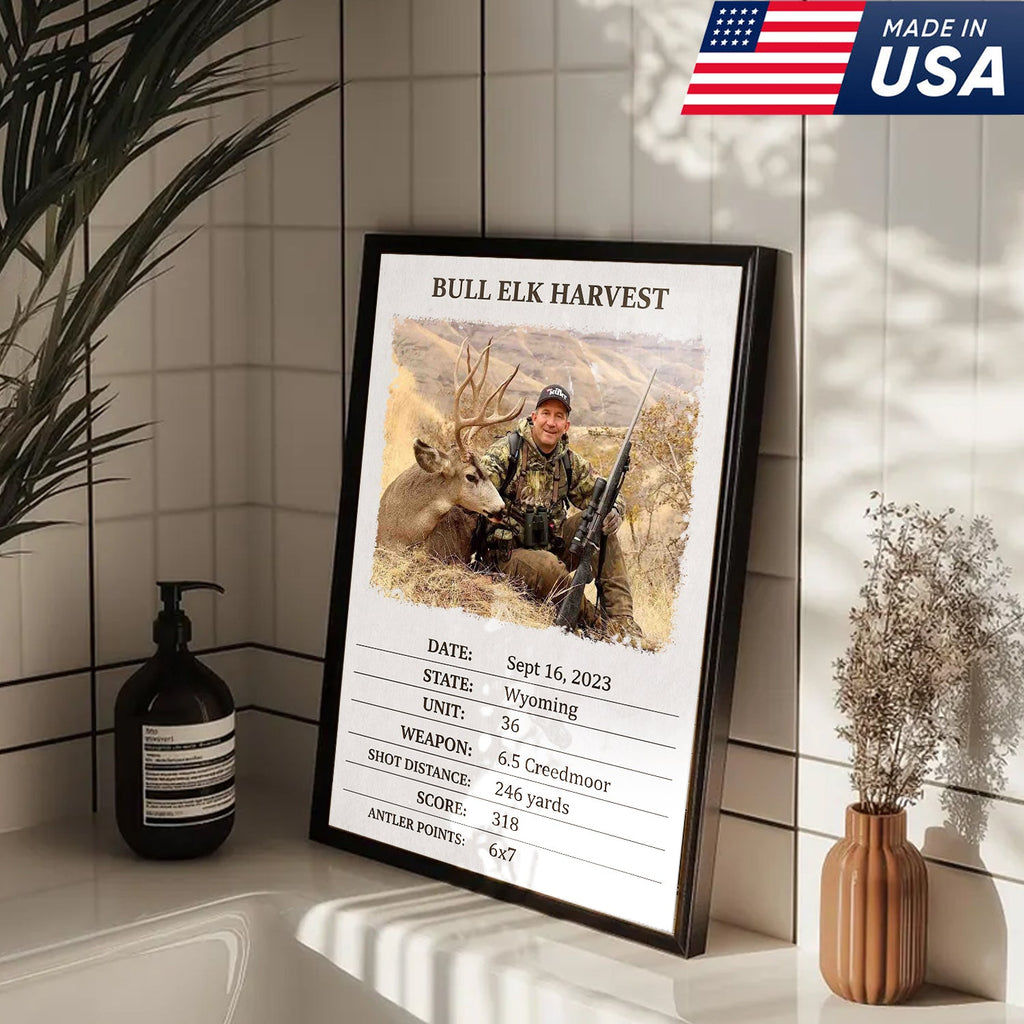 Personalized Bull Elk Hunting Canvas – Custom Hunting Trophy Wall Art
