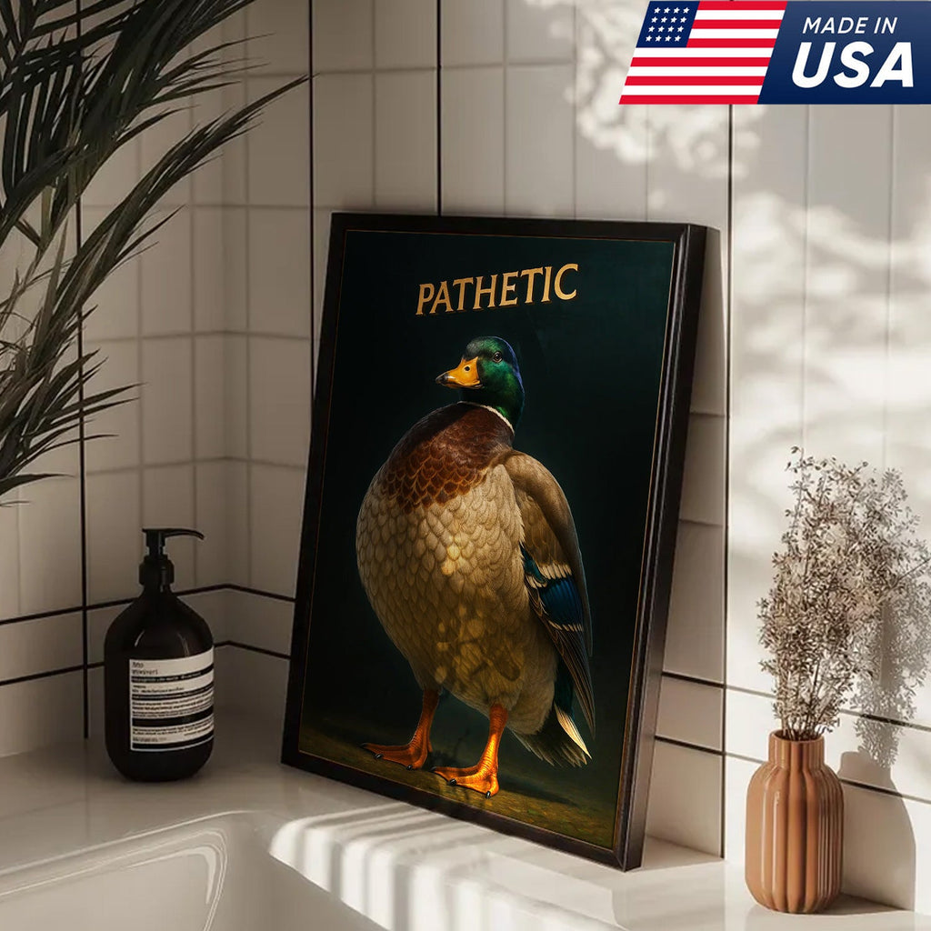 Pathetic Mallard Duck Canvas Wall Art – Funny Hunting Decor – Rustic Lodge Wall Print