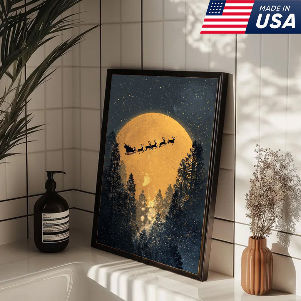 Golden Moon Santa Canvas