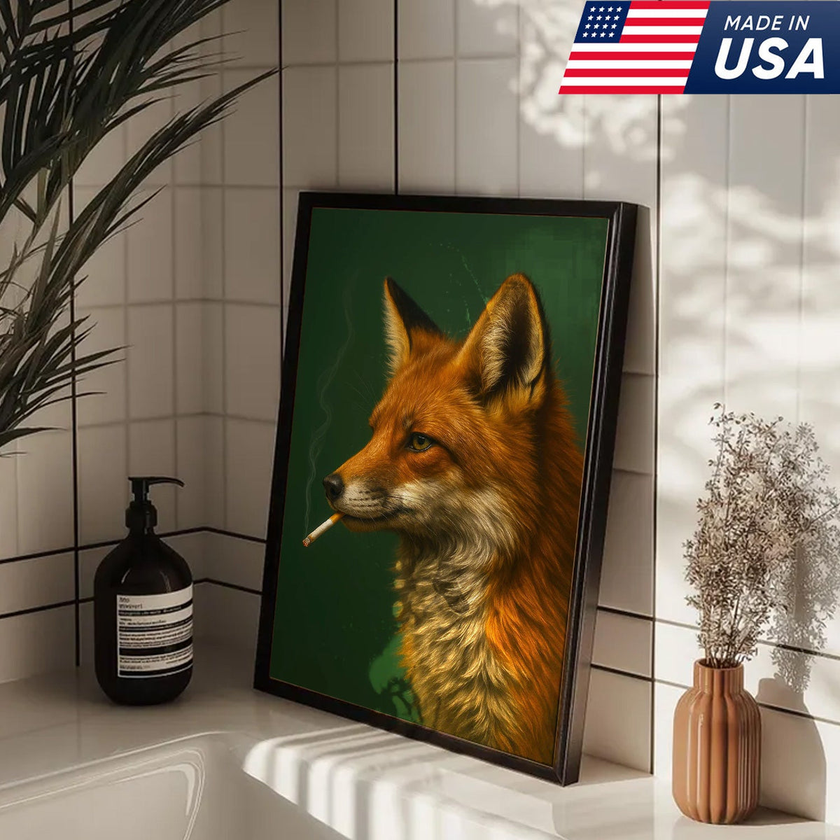 Rustic Red Fox Canvas Wall Art – Nature Inspired Cabin Decor – Unique Wildlife Wall Hanging