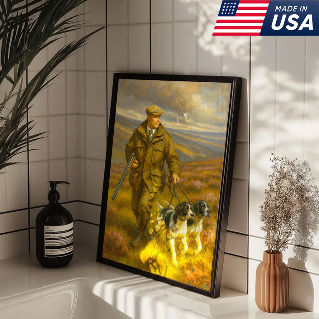 Upland Hunter With Hunting Dogs Canvas – Classic Field Sport Wall Art, Rustic Lodge Decor Gift