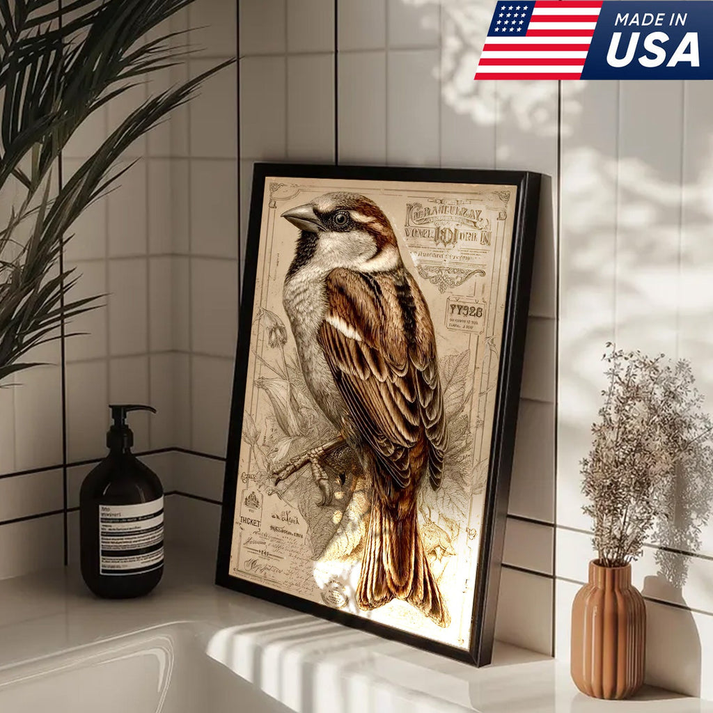 Vintage Sparrow Elegance Canvas