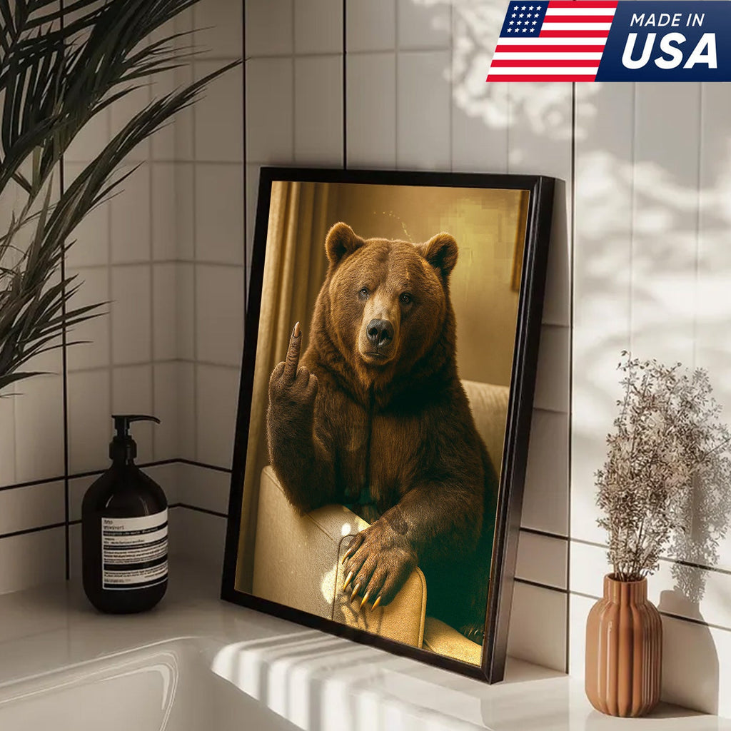 Funny Fukin' Bear Canvas – Funny Rude Animal Wall Art, Savage Man Cave Decor