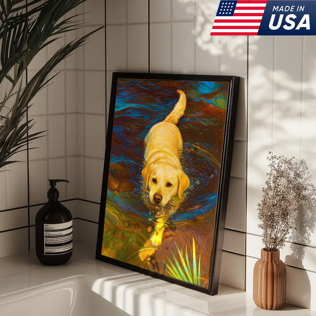 Yellow Labrador Retriever Wall Art – Dog Lover Gift, Pet Decor Canvas for Home & Cabin Style