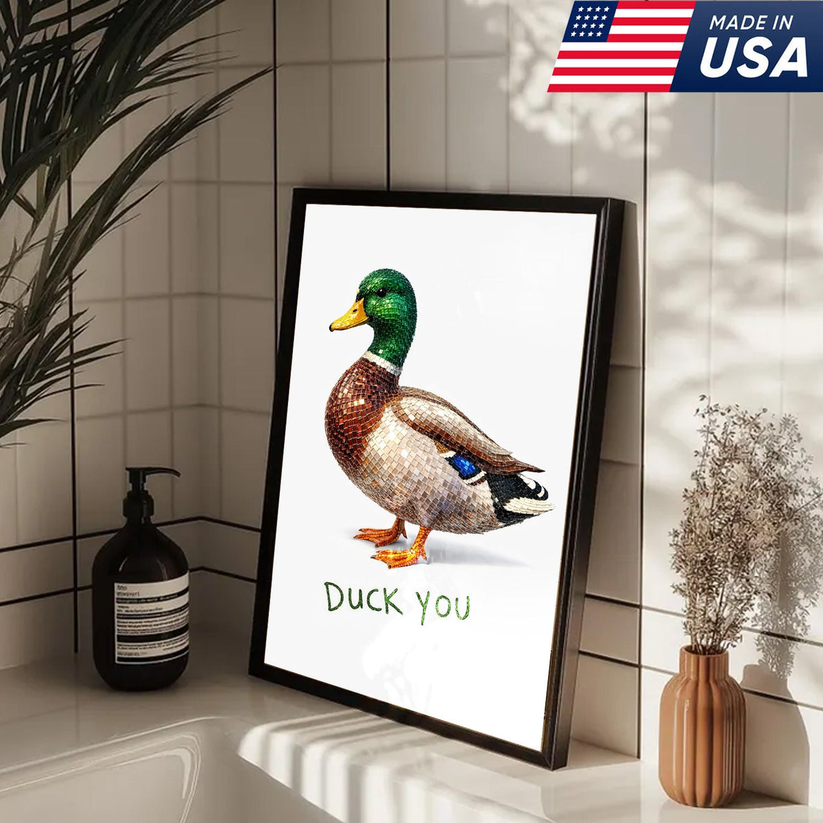 Funny Duck Canvas Wall Art – “Duck You” Sarcastic Animal Decor for Home or Office
