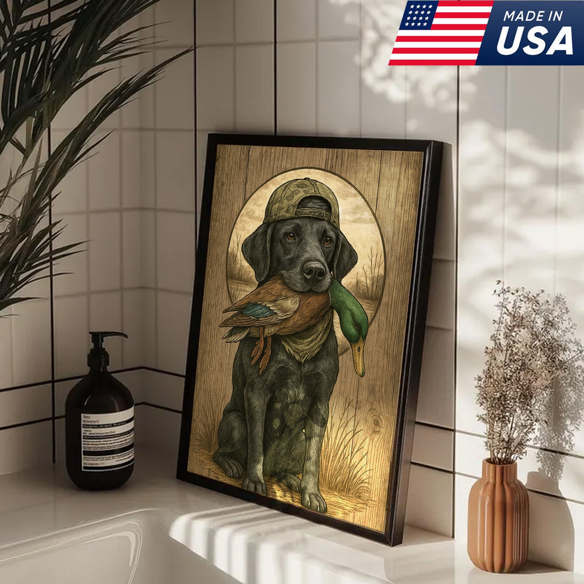 Duck Hunting Dog Still Life Canvas – Rustic Cabin Wall Art for Hunters & Outdoorsmen
