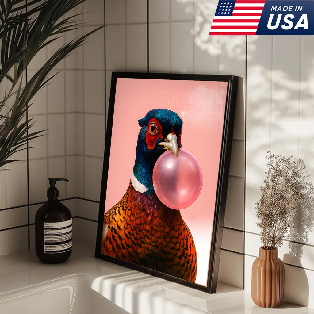 Funny Pheasant Canvas Wall Art – Unique Hunting Cabin Decor & Perfect Gift for Hunters