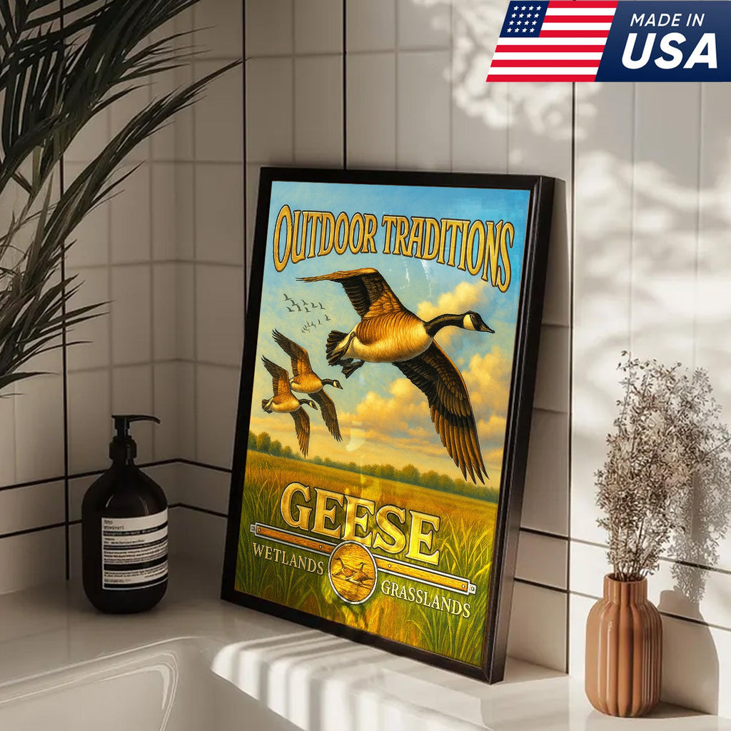 Geese Hunting Canvas Wall Art – Rustic Wildlife Wetlands Decor Gift for Hunters & Bird Lovers