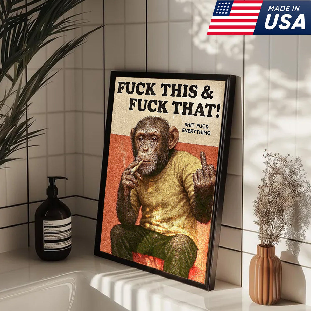 Funny Rude Monkey Canvas Wall Art – Savage Monkey Quote Art