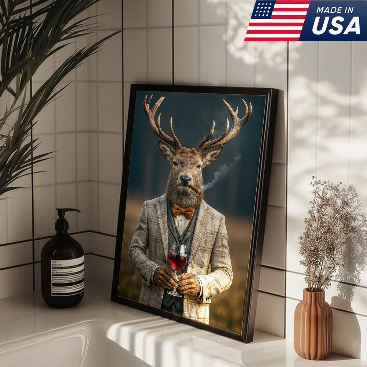 Gentleman Deer Portrait Canvas – Rustic Lodge Wall Art for Hunters & Outdoorsmen