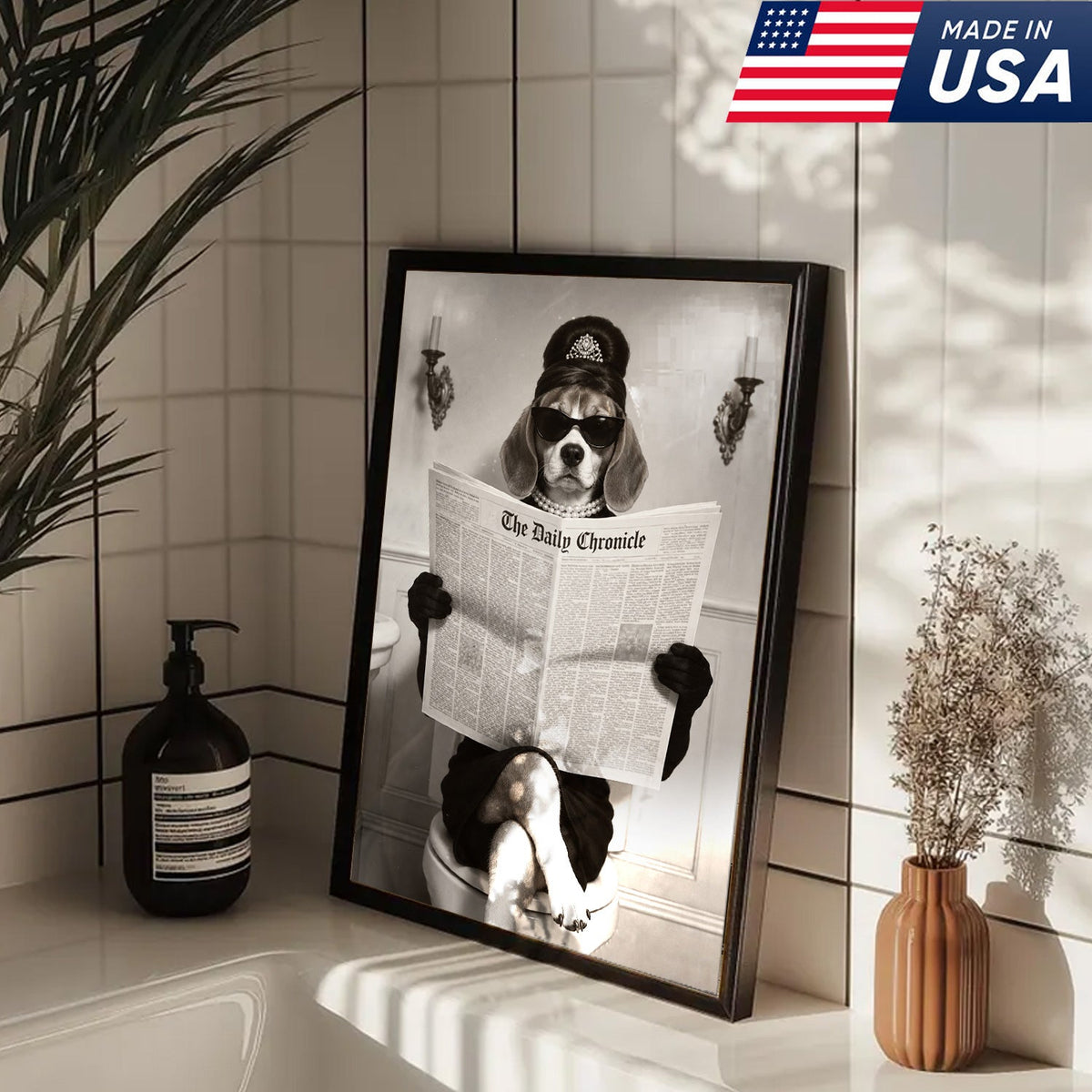 Classy Beagle Bathroom Canvas