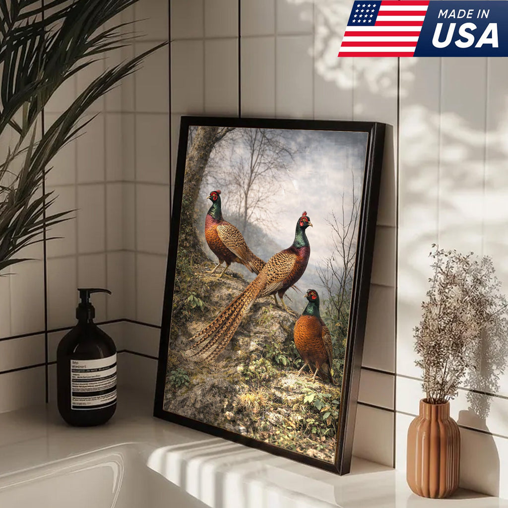 Pheasant Hunting Canvas Wall Art – Upland Bird Hunting Decor for Hunter Home