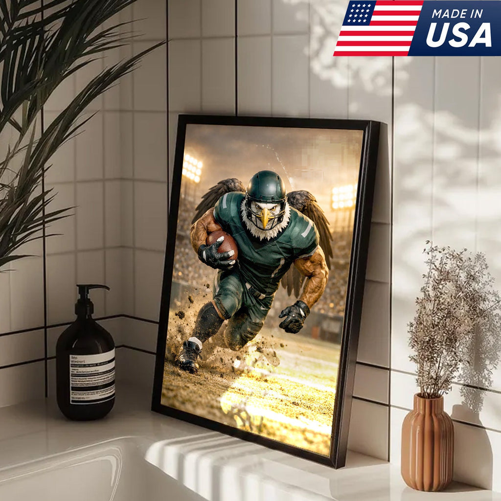 Eagle Football Player Canvas Wall Art – Powerful Stadium Action Print