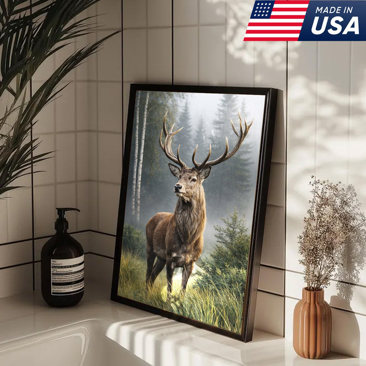 Deer Wall Art Canvas – Rustic Hunting Decor
