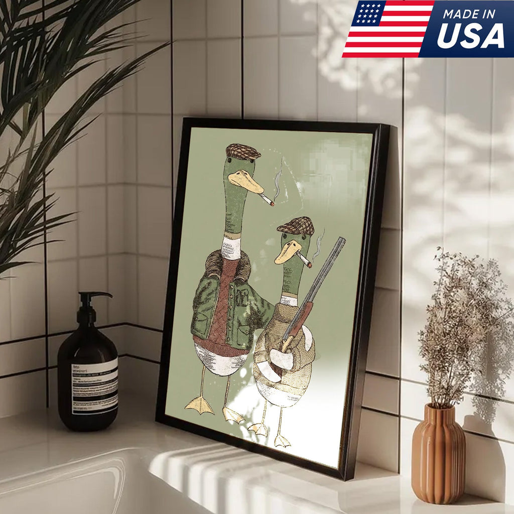 Funny Hunting Duck Wall Art, Duck Hunter Canvas, Gift for Hunter