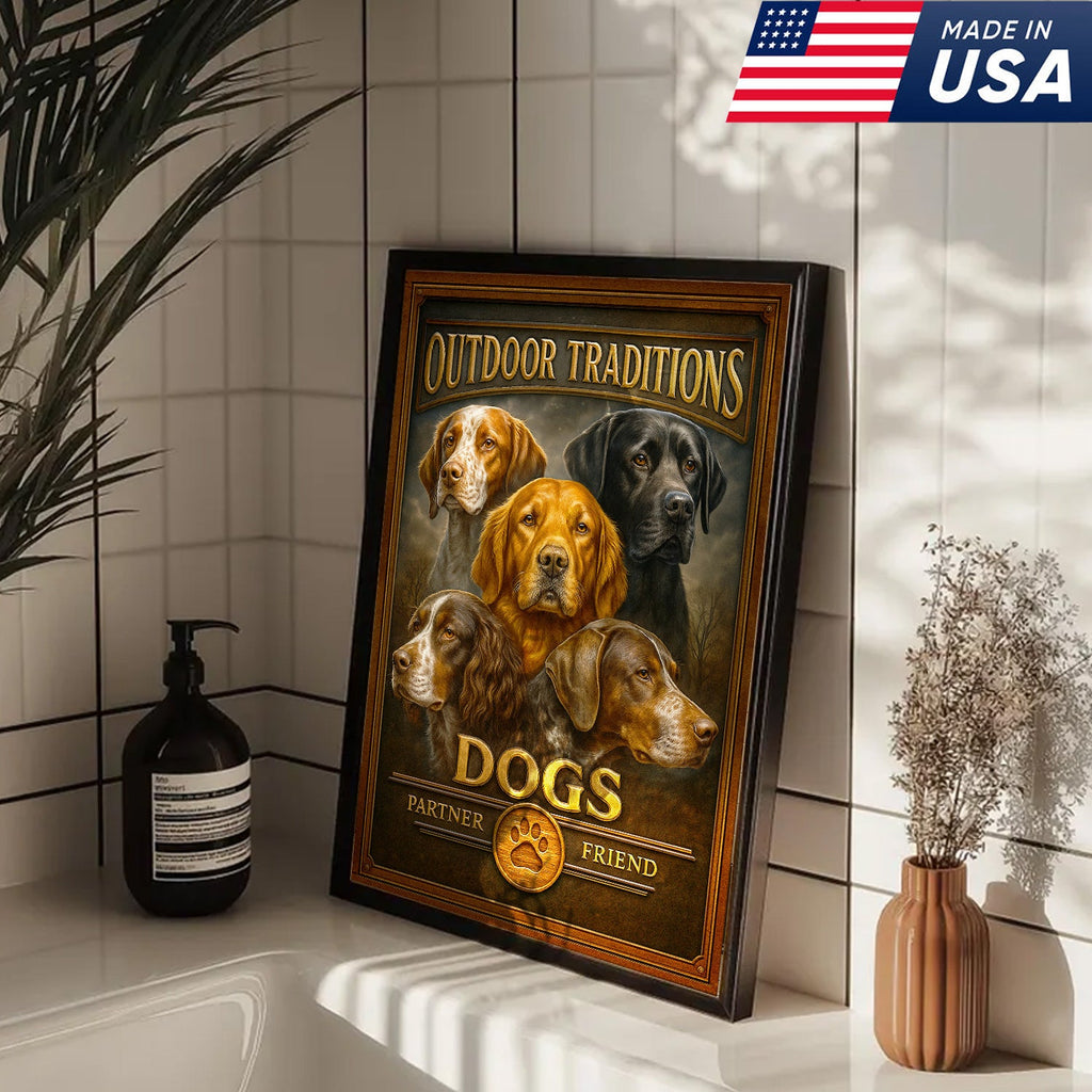 Outdoor Traditions Hunting Dog Canvas Wall Art – Rustic Cabin Decor & Gift for Hunters