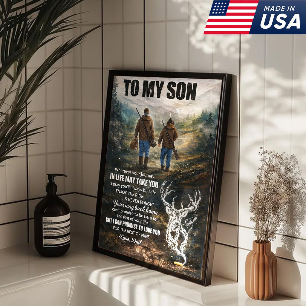 To My Son Hunting Canvas Wall Art, Father and Son Outdoor Journey Artwork