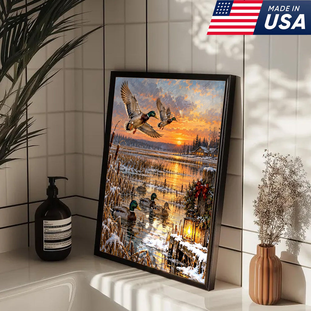 Christmas Mallard Sunset Canvas