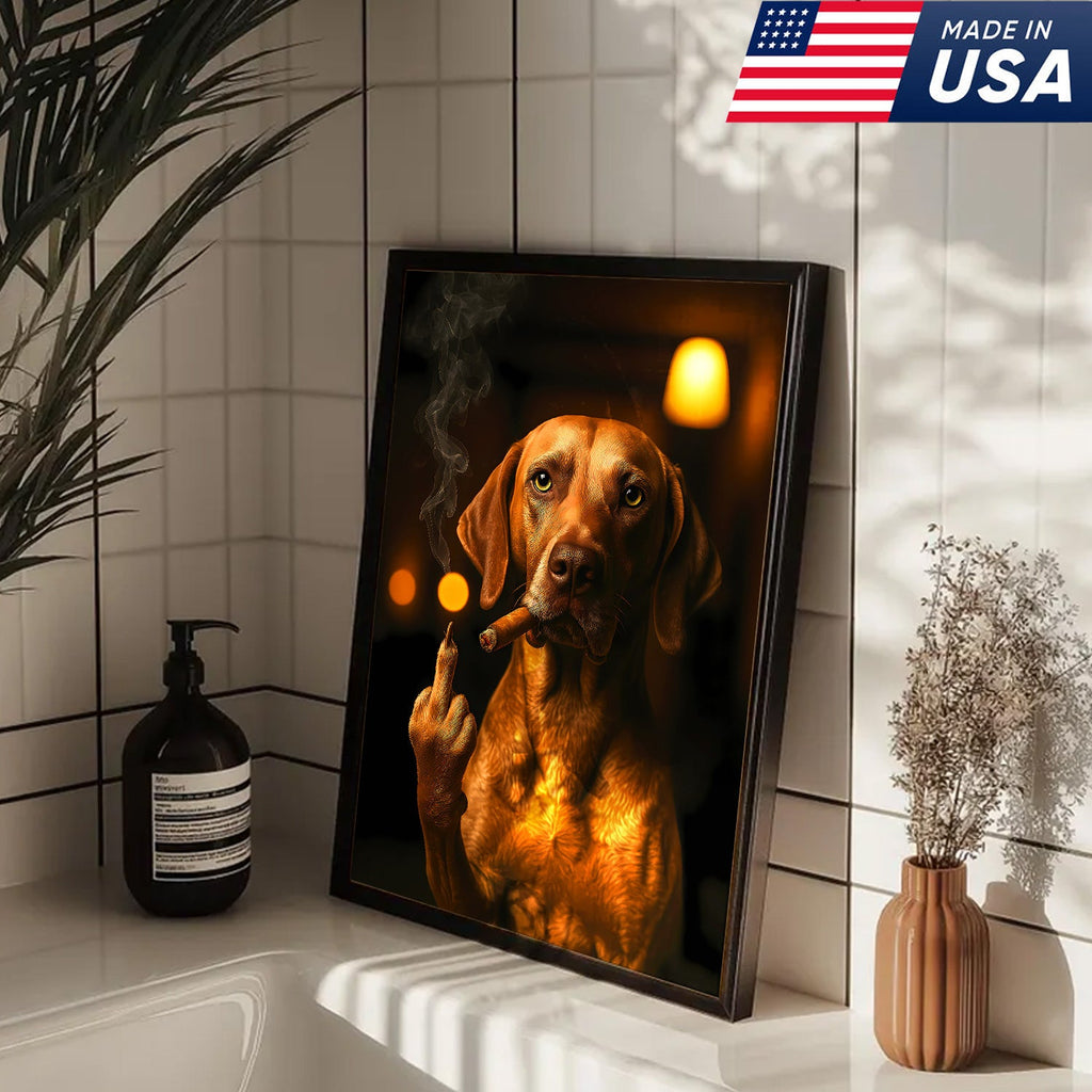 Funny Smoking Dog Canvas – Badass Gift for Hunters & Dog Lovers