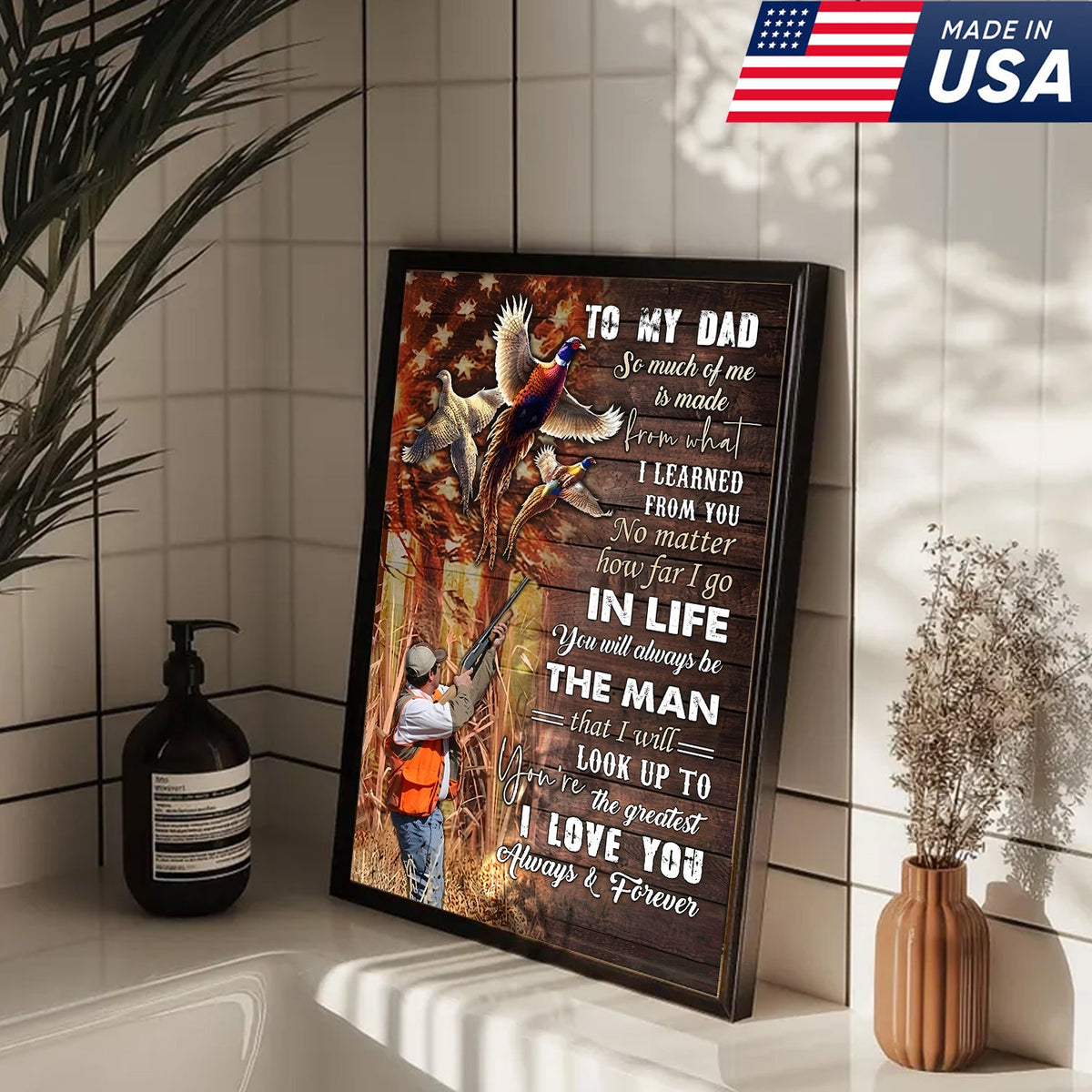 Personalized To My Dad Hunting Canvas Wall Art – Gift from Son to Dad, Duck Hunting Canvas Print