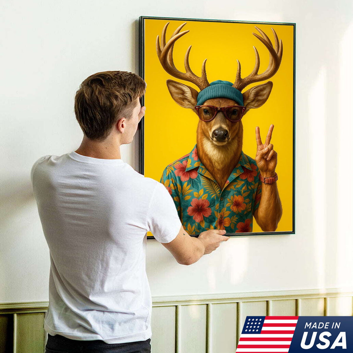 Cool Deer with Hawaiian Shirt Wall Art – Funny Animal product image 13