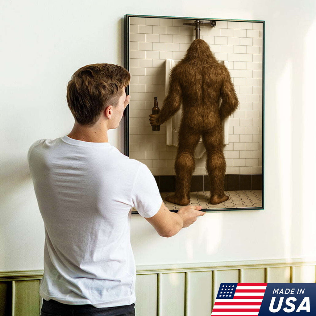 Bigfoot Funny Canvas Wall Art – Hilarious Bathroom Humor Decor – Rustic Cabin Gag Gift