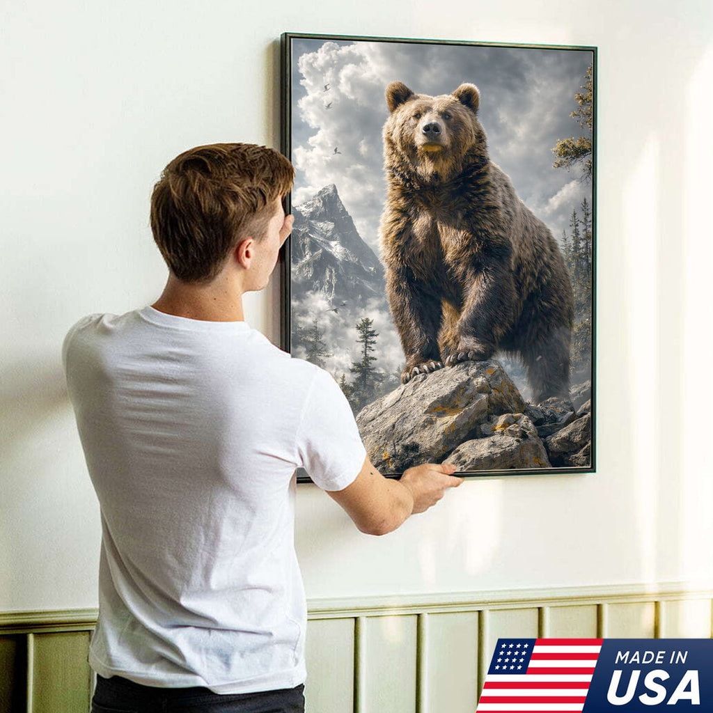 Majestic Bear Canvas Wall Art – Mountain Wilderness Animal Decor for Rustic Home