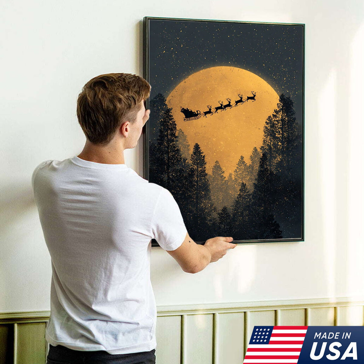 Golden Moon Santa Canvas