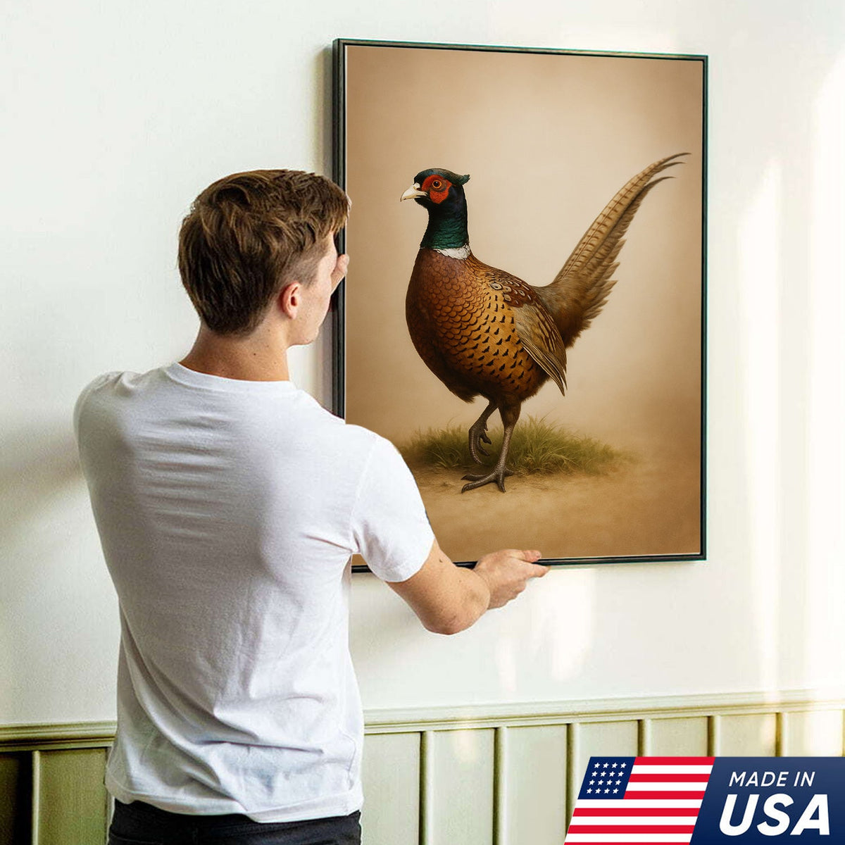 Pheasant Wall Art – Rustic Hunting Bird Canvas Print for Cabin, Lodge & Farmhouse Decor