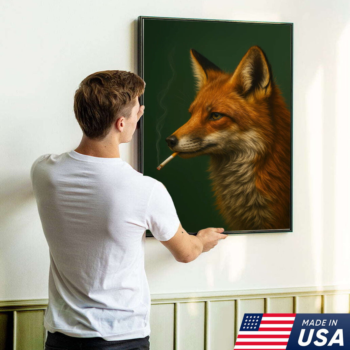 Rustic Red Fox Canvas Wall Art – Nature Inspired Cabin Decor – Unique Wildlife Wall Hanging