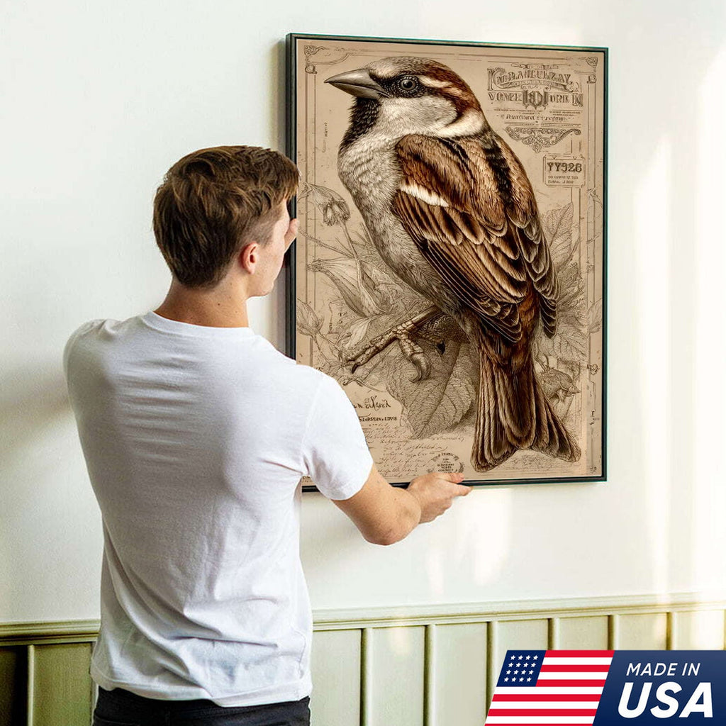 Vintage Sparrow Elegance Canvas