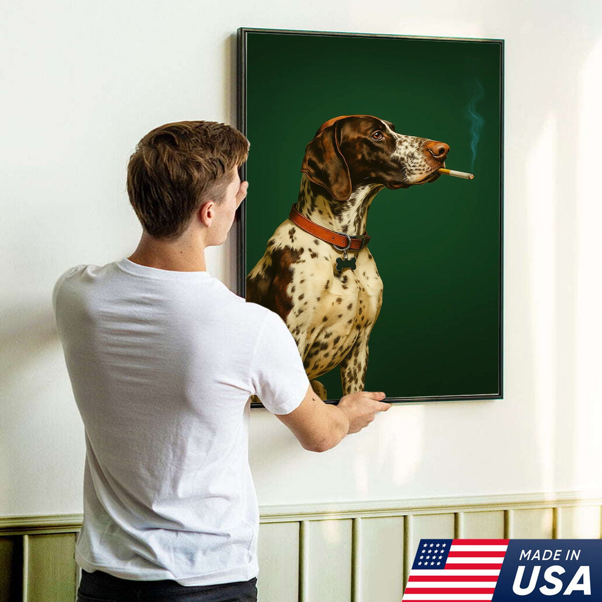 Funny Dog Canvas Wall Art, German Shorthaired Pointer Portrait