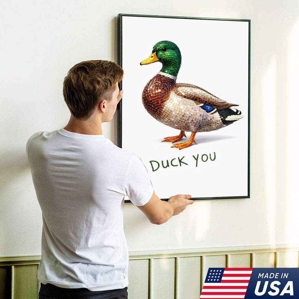 Funny Duck Canvas Wall Art – “Duck You” Sarcastic Animal Decor for Home or Office