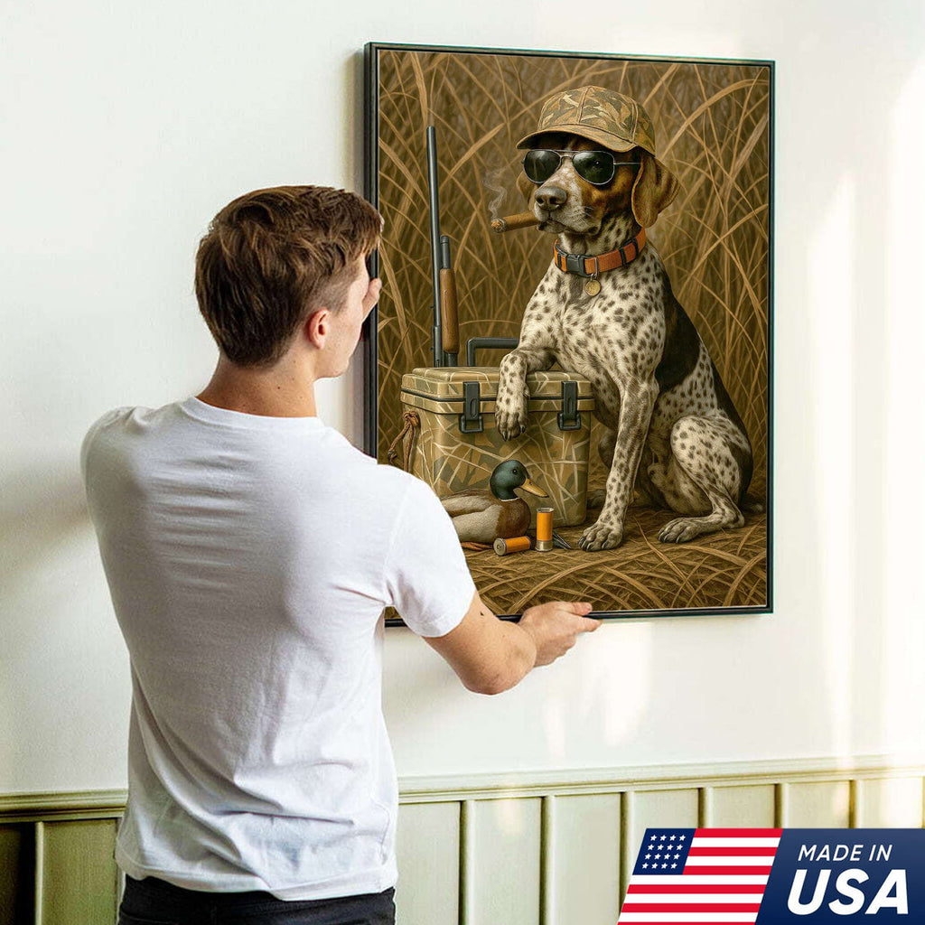 Hunting Dog Canvas Wall Art, Duck Hunter Retriever with Gear