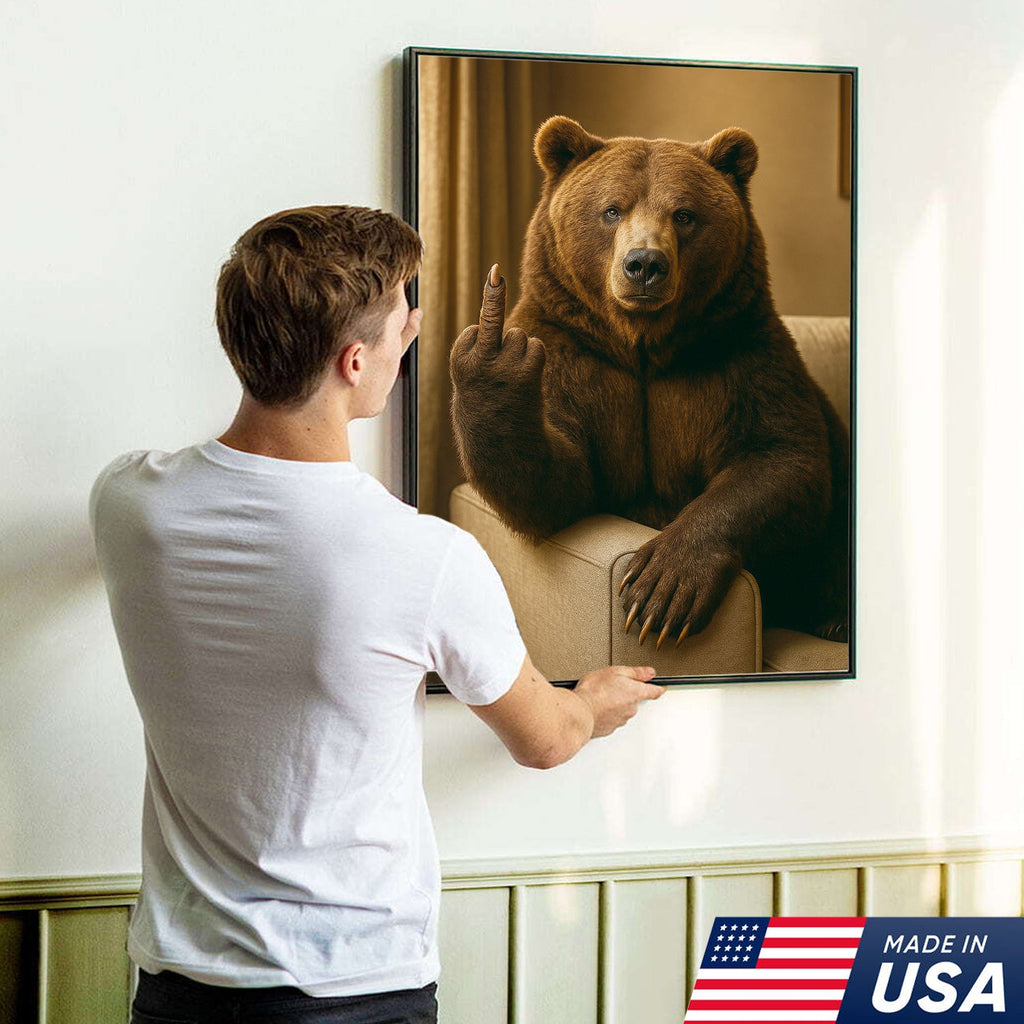 Funny Fukin' Bear Canvas – Funny Rude Animal Wall Art, Savage Man Cave Decor