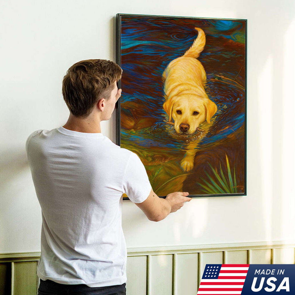 Yellow Labrador Retriever Wall Art – Dog Lover Gift, Pet Decor Canvas for Home & Cabin Style