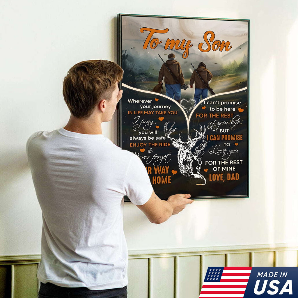 Personalized To My Son Hunting Canvas Wall Art – Gift from Dad to Son, Hunting Deer Canvas